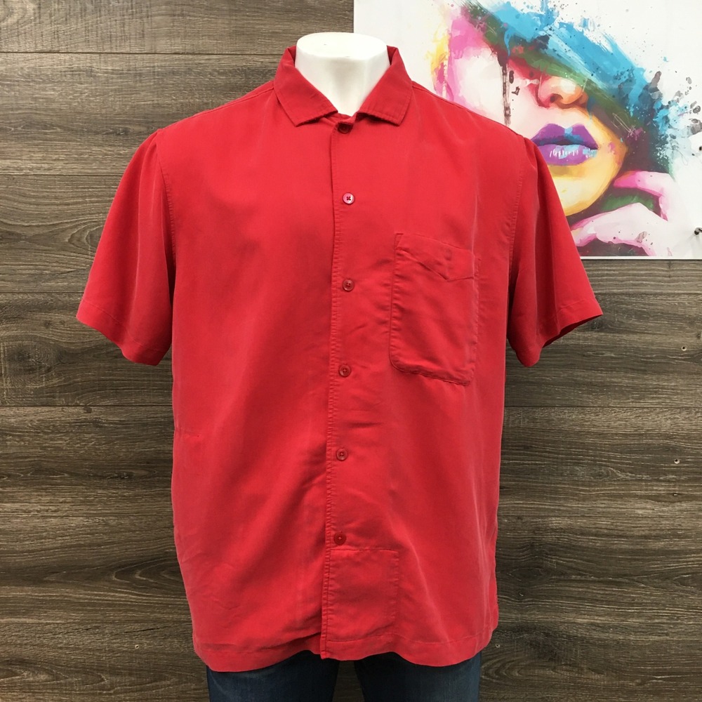 Scottevest Red Short Sleeve Travel Shirt Mens XXL Hidden‎ Pocket Modal Blend